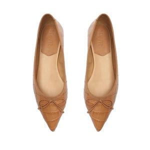 Schutz Pointed Toe Embossed Dal Leather Flat